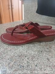 MaxSold Auction: Bernardo Red Thong Sandal, Size 7.5, Low Wedge (~1 in) - Las Vegas (Nevada, USA) PARTNER MANAGED Estate Sale Online Auction - Argent Star Court