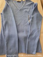 MaxSold Auction: Blue V-Neck Cotton Blend Sweater, Size M - Las Vegas (Nevada, USA) PARTNER MANAGED Estate Sale Online Auction - Argent Star Court