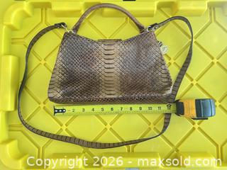 MaxSold Auction: Brown Snake-Embossed Leather Shoulder/Crossbody Handbag - Las Vegas (Nevada, USA) PARTNER MANAGED Estate Sale Online Auction - Argent Star Court