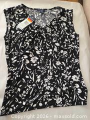 MaxSold Auction: Chaps Sleeveless Floral Top, Size L, Black/White - Las Vegas (Nevada, USA) PARTNER MANAGED Estate Sale Online Auction - Argent Star Court