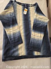 MaxSold Auction: Chaps Striped Blue 3/4 Sleeve Top, Size S - Las Vegas (Nevada, USA) PARTNER MANAGED Estate Sale Online Auction - Argent Star Court