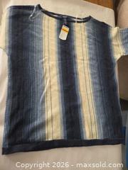 MaxSold Auction: Chaps Striped Blue 3/4 Sleeve Top, Size S - Las Vegas (Nevada, USA) PARTNER MANAGED Estate Sale Online Auction - Argent Star Court