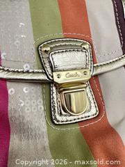 MaxSold Auction: Coach Multicolor Striped Canvas Shoulder Bag with Leather Trim - Las Vegas (Nevada, USA) PARTNER MANAGED Estate Sale Online Auction - Argent Star Court