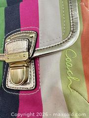 MaxSold Auction: Coach Multicolor Striped Canvas Shoulder Bag with Leather Trim - Las Vegas (Nevada, USA) PARTNER MANAGED Estate Sale Online Auction - Argent Star Court