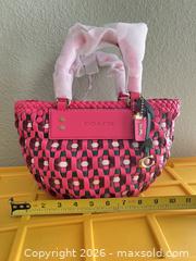 MaxSold Auction: Coach Pink & Green Woven Leather Small Handbag - Las Vegas (Nevada, USA) PARTNER MANAGED Estate Sale Online Auction - Argent Star Court