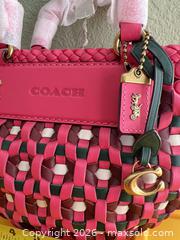 MaxSold Auction: Coach Pink & Green Woven Leather Small Handbag - Las Vegas (Nevada, USA) PARTNER MANAGED Estate Sale Online Auction - Argent Star Court