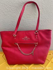 MaxSold Auction: Coach Red Leather Saffiano Tote with Gold-Tone Hardware - Las Vegas (Nevada, USA) PARTNER MANAGED Estate Sale Online Auction - Argent Star Court