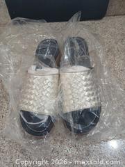 MaxSold Auction: Donald J Pliner Gold Wedge Slide Sandals, Size 7 - Las Vegas (Nevada, USA) PARTNER MANAGED Estate Sale Online Auction - Argent Star Court