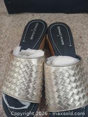 MaxSold Auction: Donald J Pliner Gold Wedge Slide Sandals, Size 7 - Las Vegas (Nevada, USA) PARTNER MANAGED Estate Sale Online Auction - Argent Star Court