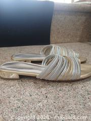 MaxSold Auction: Donald J Pliner Silver Synthetic Slide Sandals Size 7.5 - Las Vegas (Nevada, USA) PARTNER MANAGED Estate Sale Online Auction - Argent Star Court