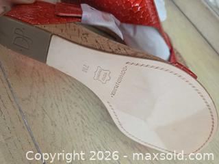 MaxSold Auction: Donald J Pliner Women's Size 7 Red T-Strap Thong Sandals - Las Vegas (Nevada, USA) PARTNER MANAGED Estate Sale Online Auction - Argent Star Court