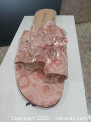 MaxSold Auction: Donald Pliner Salmon Brocade Embellished Slide Mule US 7.5 - Las Vegas (Nevada, USA) PARTNER MANAGED Estate Sale Online Auction - Argent Star Court