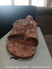 MaxSold Auction: Donald Pliner Salmon Brocade Embellished Slide Mule US 7.5 - Las Vegas (Nevada, USA) PARTNER MANAGED Estate Sale Online Auction - Argent Star Court