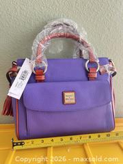 MaxSold Auction: Dooney & Bourke Purple Pebbled Leather Satchel with Tan Trim - Las Vegas (Nevada, USA) PARTNER MANAGED Estate Sale Online Auction - Argent Star Court