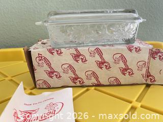 MaxSold Auction: Fantasia (Princess House) Clear Glass Covered Butter Dish - Las Vegas (Nevada, USA) PARTNER MANAGED Estate Sale Online Auction - Argent Star Court