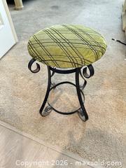 MaxSold Auction: Green Fabric Stool with Black Wrought Iron-Style Frame - Las Vegas (Nevada, USA) PARTNER MANAGED Estate Sale Online Auction - Argent Star Court