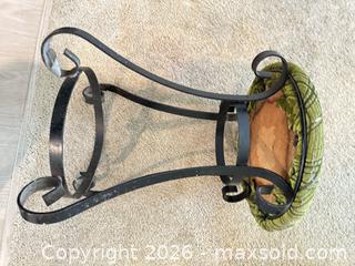 MaxSold Auction: Green Fabric Stool with Black Wrought Iron-Style Frame - Las Vegas (Nevada, USA) PARTNER MANAGED Estate Sale Online Auction - Argent Star Court