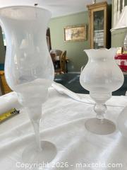 MaxSold Auction: Lot of 10 Frosted Glass Hurricane Lamp Shades with Brass Bases - Las Vegas (Nevada, USA) PARTNER MANAGED Estate Sale Online Auction - Argent Star Court