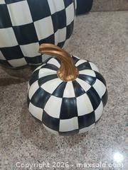 MaxSold Auction: Mackenzie-Childs Black & White Checkered Resin Pumpkin Set - Las Vegas (Nevada, USA) PARTNER MANAGED Estate Sale Online Auction - Argent Star Court