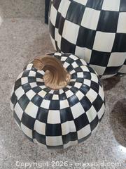 MaxSold Auction: Mackenzie-Childs Black & White Checkered Resin Pumpkin Set - Las Vegas (Nevada, USA) PARTNER MANAGED Estate Sale Online Auction - Argent Star Court