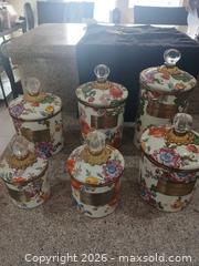 MaxSold Auction: MacKenzie-Childs Multicolor Floral Ceramic Canister Set, 6-Piece - Las Vegas (Nevada, USA) PARTNER MANAGED Estate Sale Online Auction - Argent Star Court