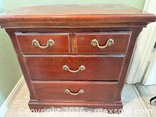 MaxSold Auction: Mahogany Finish 4-Drawer Chest with Brass-Tone Pulls - Las Vegas (Nevada, USA) PARTNER MANAGED Estate Sale Online Auction - Argent Star Court