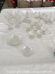 MaxSold Auction: Mixed Glassware: Goblets, Dessert Cups, Butter Dish, Cruet, Pair Candleholders - Las Vegas (Nevada, USA) PARTNER MANAGED Estate Sale Online Auction - Argent Star Court