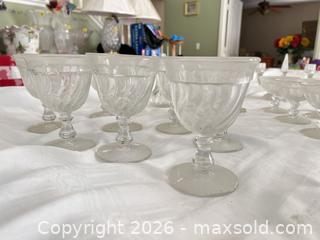 MaxSold Auction: Mixed Glassware: Goblets, Dessert Cups, Butter Dish, Cruet, Pair Candleholders - Las Vegas (Nevada, USA) PARTNER MANAGED Estate Sale Online Auction - Argent Star Court