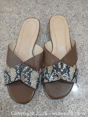 MaxSold Auction: Nurture Slide Sandals Size 7.5 Brown Snake Print - Las Vegas (Nevada, USA) PARTNER MANAGED Estate Sale Online Auction - Argent Star Court