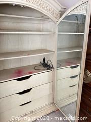 MaxSold Auction: Off-White Veneer Armoire / Wardrobe with Mirrored Doors - Las Vegas (Nevada, USA) PARTNER MANAGED Estate Sale Online Auction - Argent Star Court