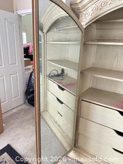 MaxSold Auction: Off-White Veneer Armoire / Wardrobe with Mirrored Doors - Las Vegas (Nevada, USA) PARTNER MANAGED Estate Sale Online Auction - Argent Star Court