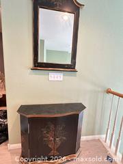 MaxSold Auction: Painted Floral Wood Console Entry Cabinet with Wall Mirror - Las Vegas (Nevada, USA) PARTNER MANAGED Estate Sale Online Auction - Argent Star Court
