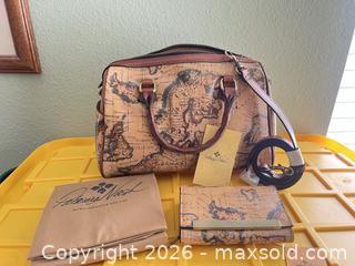 MaxSold Auction: Patricia Nash Medium Tan Map Print Coated Leather Handbag & Wallet Set - Las Vegas (Nevada, USA) PARTNER MANAGED Estate Sale Online Auction - Argent Star Court