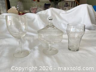 MaxSold Auction: Princess House Crystal Glassware Lot of 9 — Etched Leaf/Vine Pattern - Las Vegas (Nevada, USA) PARTNER MANAGED Estate Sale Online Auction - Argent Star Court
