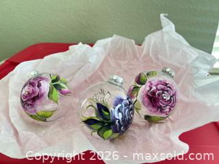 MaxSold Auction: Set of 3 Hand-Painted Glass Christmas Ornaments, 3 in - Las Vegas (Nevada, USA) PARTNER MANAGED Estate Sale Online Auction - Argent Star Court