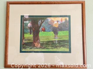 MaxSold Auction: Signed Golf Landscape Framed Wall Art in Oak-Tone Frame - Las Vegas (Nevada, USA) PARTNER MANAGED Estate Sale Online Auction - Argent Star Court