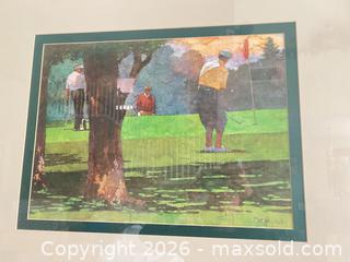MaxSold Auction: Signed Golf Landscape Framed Wall Art in Oak-Tone Frame - Las Vegas (Nevada, USA) PARTNER MANAGED Estate Sale Online Auction - Argent Star Court