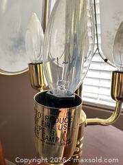 MaxSold Auction: Vintage Brass & Clear Glass 3-Bulb Table Lamp, Candelabra (E12) - Las Vegas (Nevada, USA) PARTNER MANAGED Estate Sale Online Auction - Argent Star Court