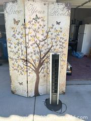 MaxSold Auction: 3-Panel Beige/Brown Room Divider & Tower Fan - Las Vegas (Nevada, USA) SELLER MANAGED Estate Sale Online Auction - Bright Sun Court