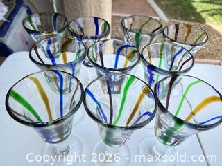 MaxSold Auction: Hand-Blown Multicolor Swirl Wine Glasses, Lot of 10 - Las Vegas (Nevada, USA) SELLER MANAGED Estate Sale Online Auction - Bright Sun Court