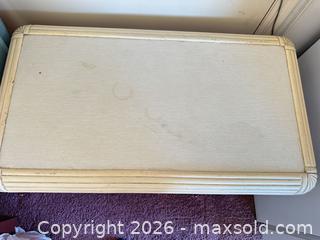 MaxSold Auction: Off-White Carved Coastal Wood Side Table - Las Vegas (Nevada, USA) SELLER MANAGED Estate Sale Online Auction - Bright Sun Court