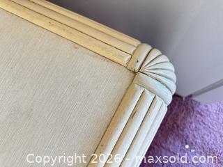 MaxSold Auction: Off-White Carved Coastal Wood Side Table - Las Vegas (Nevada, USA) SELLER MANAGED Estate Sale Online Auction - Bright Sun Court