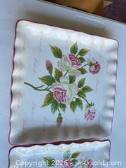 MaxSold Auction: Pair of Ceramic Floral Serving Trays - White Pink Green Gold - Las Vegas (Nevada, USA) SELLER MANAGED Estate Sale Online Auction - Bright Sun Court