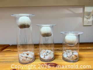 MaxSold Auction: Set of 3 Clear Glass Coastal Floating Candles with Seashells - Las Vegas (Nevada, USA) SELLER MANAGED Estate Sale Online Auction - Bright Sun Court