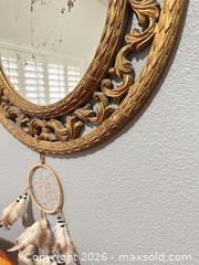 MaxSold Auction: Small Antique Gold Resin Wall Mirror with Dreamcatcher - Las Vegas (Nevada, USA) SELLER MANAGED Estate Sale Online Auction - Bright Sun Court