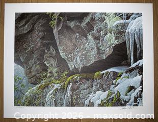 MaxSold Auction: Robert Bateman At the Cliff Bobcat Limited Edition Print s/n - Mississauga (Ontario, Canada) SELLER MANAGED Downsizing Online Auction - Romark Mews