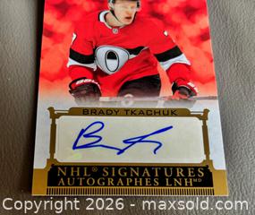 MaxSold Auction: 2019-20 Tim Hortons Brady Tkachuk NHL Signatures Card w COA - Ottawa (Ontario, Canada) SELLER MANAGED Downsizing Online Auction - Starwood Road