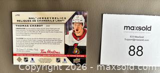 MaxSold Auction: 2019-20 Tim Hortons Thomas Chabot NHL Jersey Relics Card w COA - Ottawa (Ontario, Canada) SELLER MANAGED Downsizing Online Auction - Starwood Road