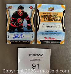 MaxSold Auction: 2023-24 Tim Hortons Drake Batherson NHL Signatures Card w COA - Ottawa (Ontario, Canada) SELLER MANAGED Downsizing Online Auction - Starwood Road