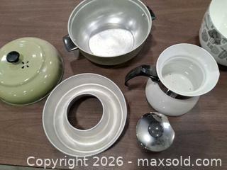 MaxSold Auction: Corning, Finel & Unknown Enamel Kitchenware Set with Lids - Frederick (Maryland, USA) PARTNER MANAGED Downsizing Online Auction - English Muffin Way